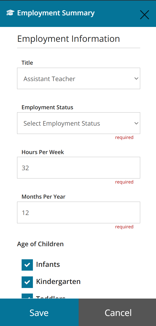 Registry v7 mobile add employment