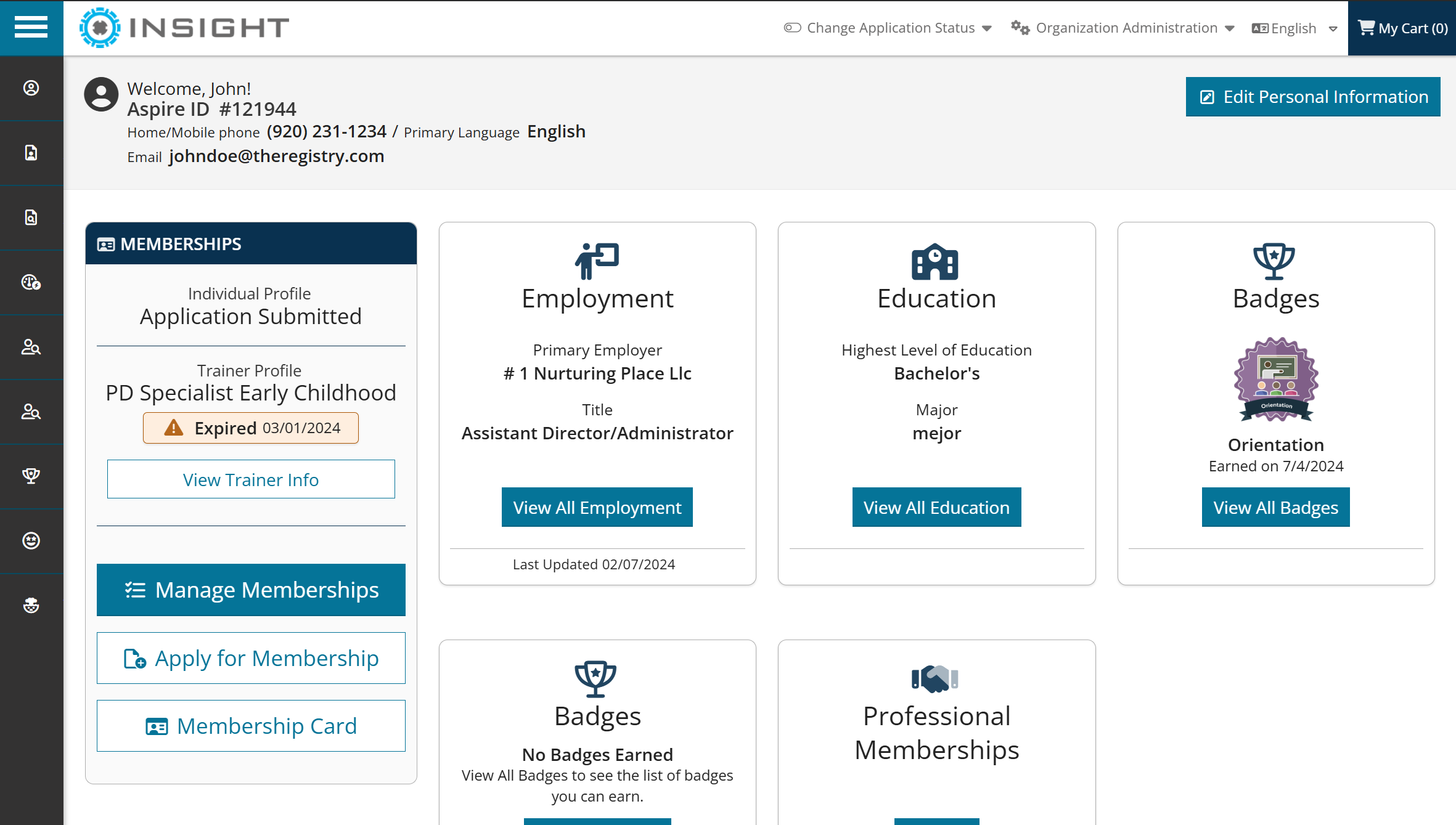 Screenshot of the redesigned Registry PWA dashboard showing a clean layout with a new sidebar navigation and modernized UI