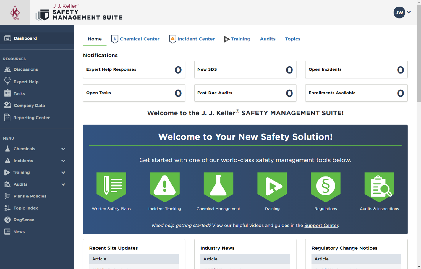 Safety Management Suite dashboard