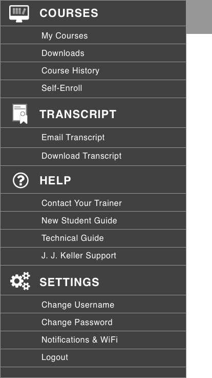 Open menu wireframe